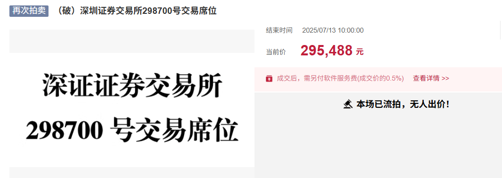 60万元降至29.55万元 深交所交易席位“半价”起拍仍遭流拍 市场为何不买账？